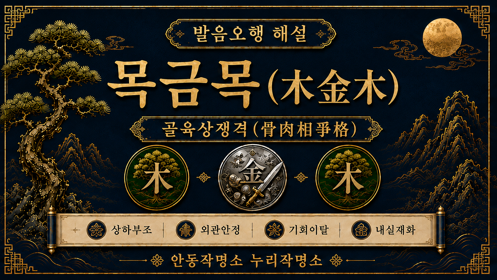안동작명소 누리작명소 발음오행 목금목 골육상쟁격 해설 대표 이미지