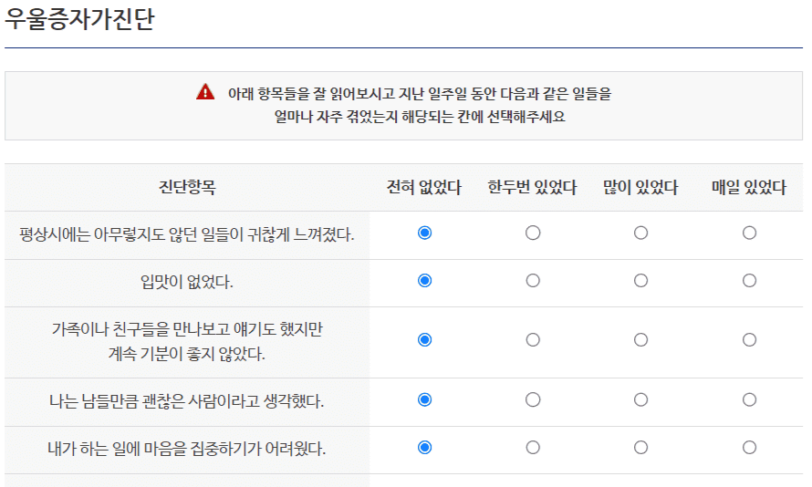 우울증-자가진단-테스트