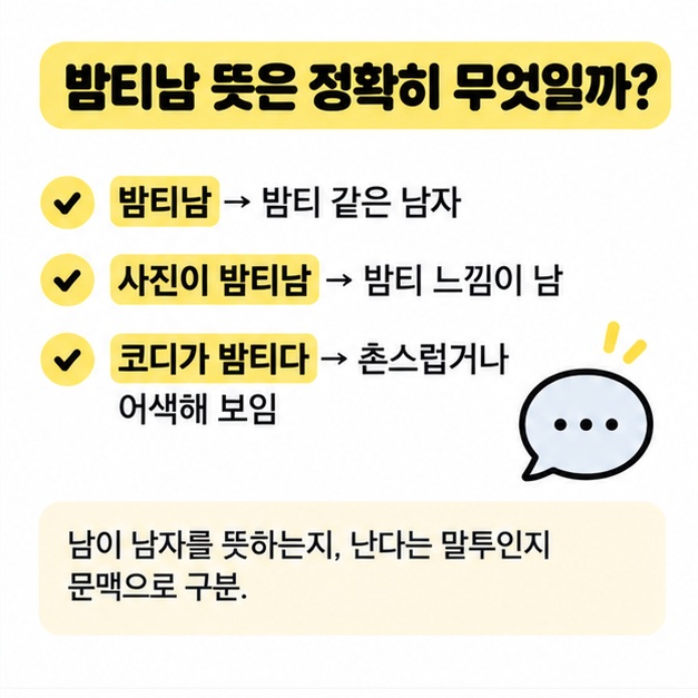 밤티남이 밤티 같은 남자와 밤티 느낌이 난다는 두 맥락으로 쓰이는 차이 이미지