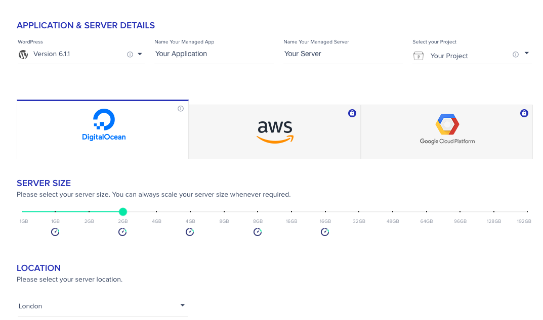 클라우드웨이즈 서버 설정화면