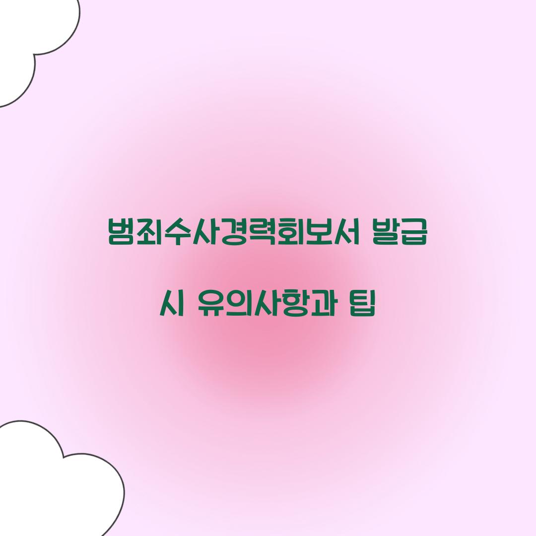 범죄수사경력회보서 발급