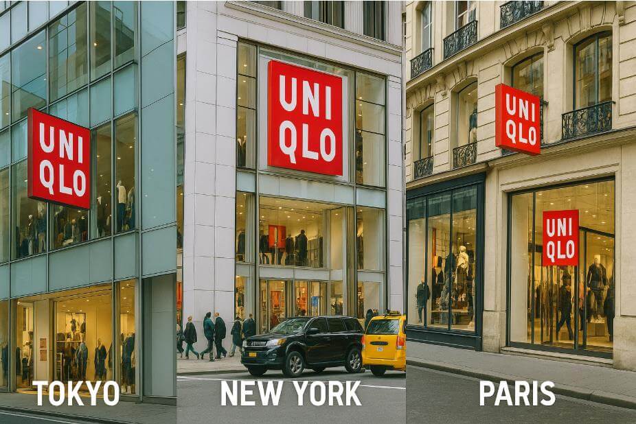 도쿄·뉴욕·파리 유니클로 매장 콜라주