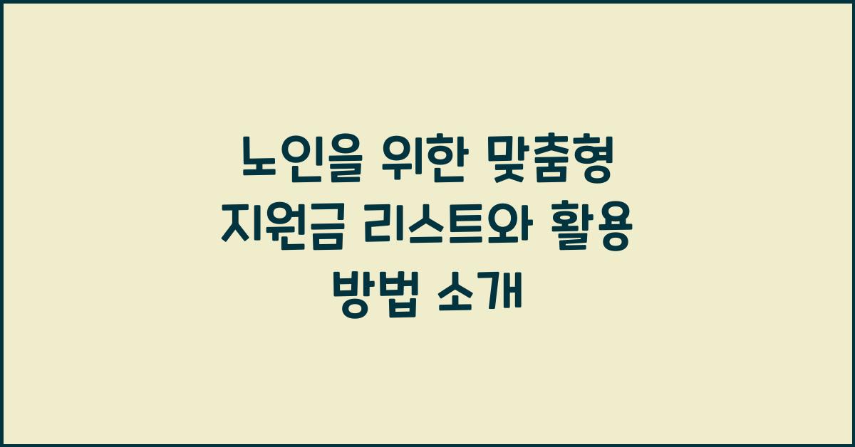 노인 맞춤형 지원금 리스트