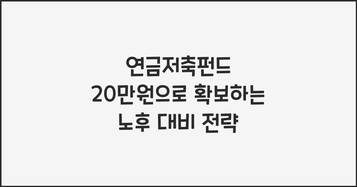 연금저축펀드 20만원