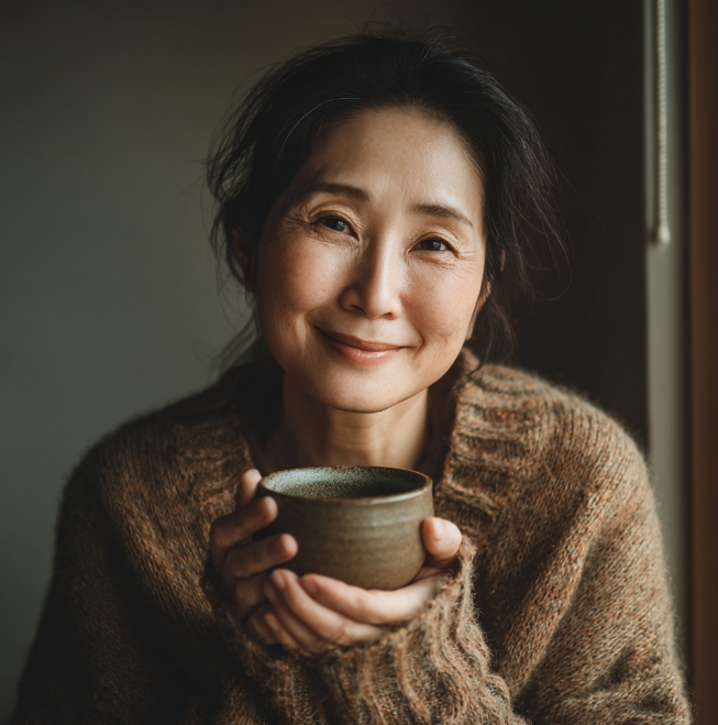 쌍화차를 즐기는 아주머니