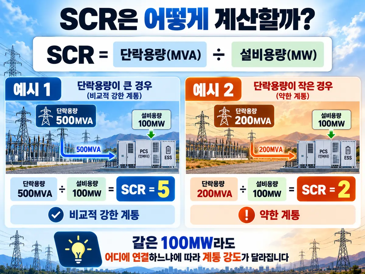 SCR 계산식과 단락용량 설비용량 계산 예시