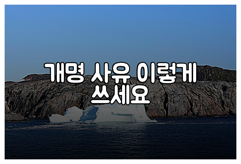 개명 사유 이렇게 쓰세요