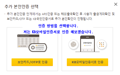 추가 인증 방법 선택