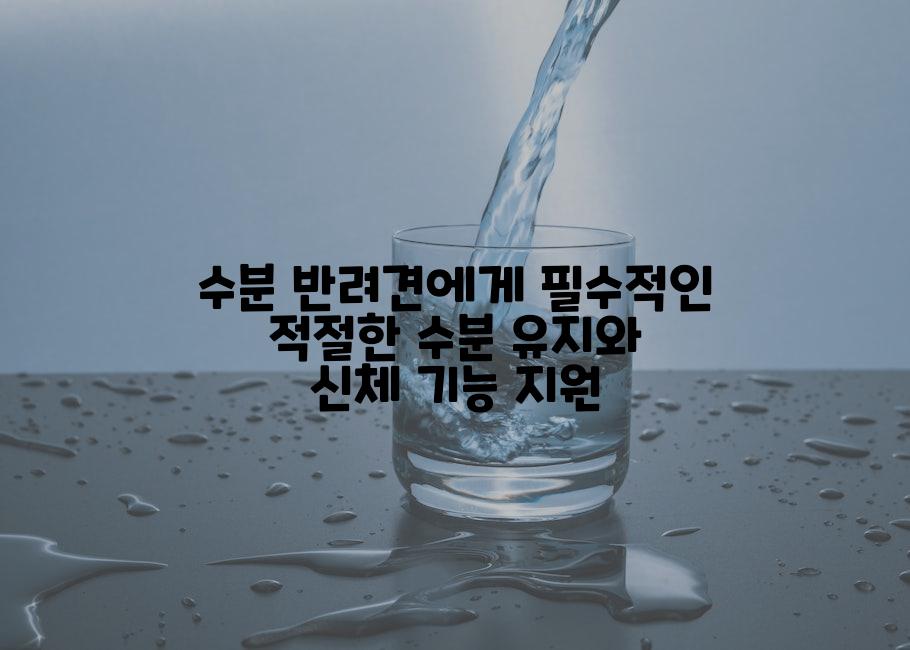 수분 반려견에게 필수적인 적절한 수분 유지와 신체 기능 지원