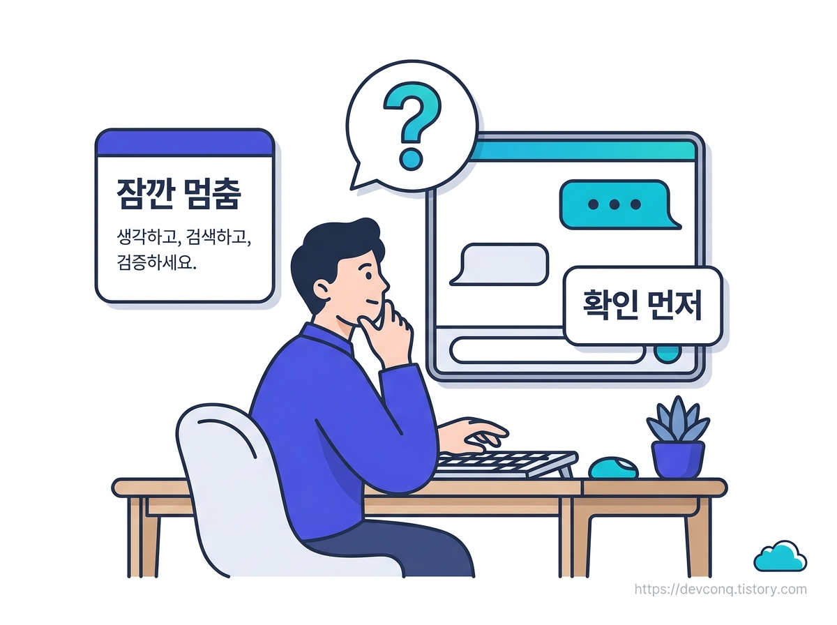 챗GPT 화면 앞에서 잠시 멈칫하는 사용자
