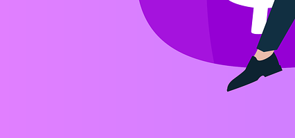 보라색 배경에 책과 일러스트