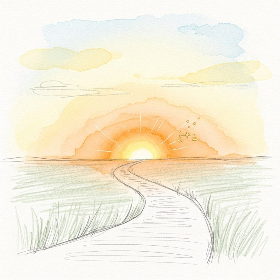 희망찬 내일을 향해 나아가는 정의로운 길의 이미지