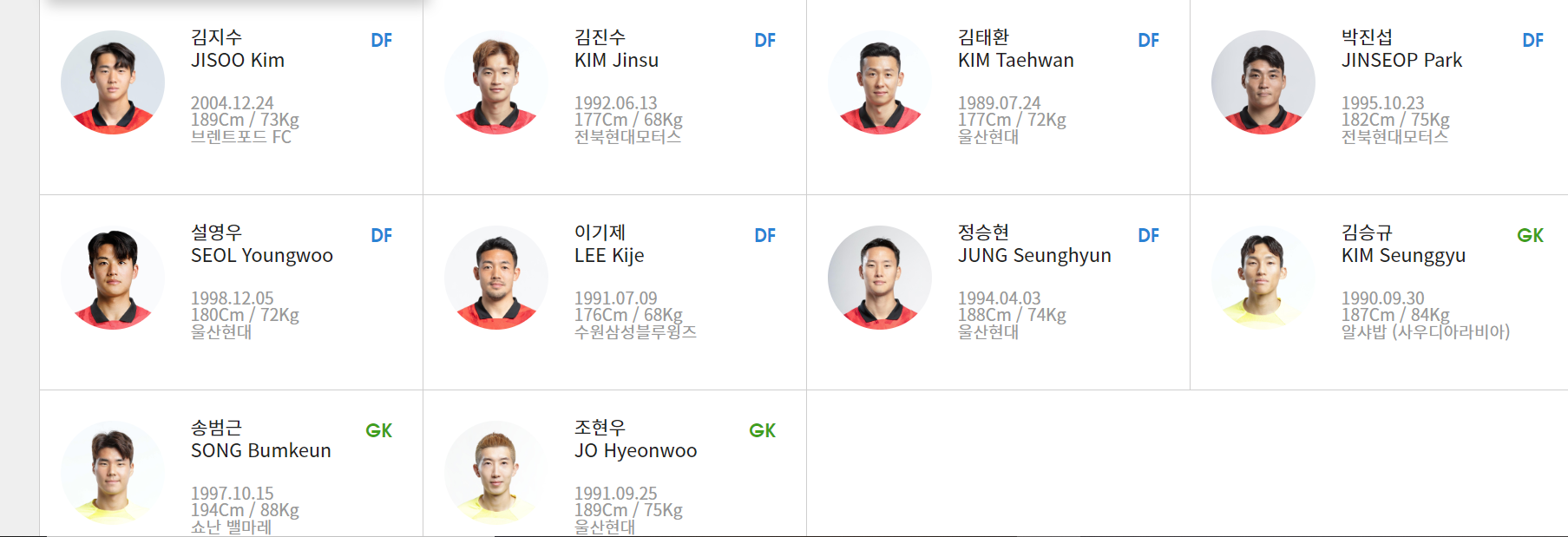 2023 아시안컵 대한민국 대표팀