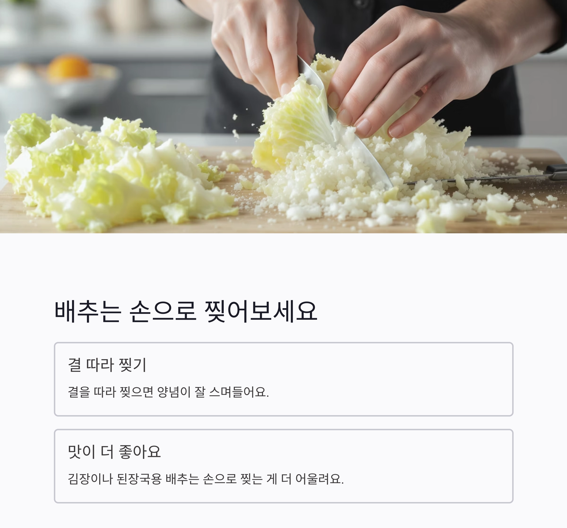 배추와 무, 칼 없이도 똑똑하게 손질하는 법