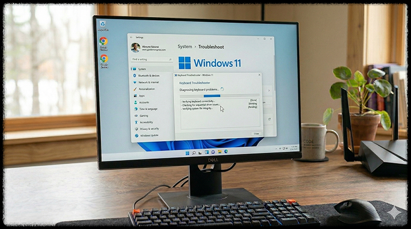 Windows 키보드 문제 해결 도구를 실행하는 모습