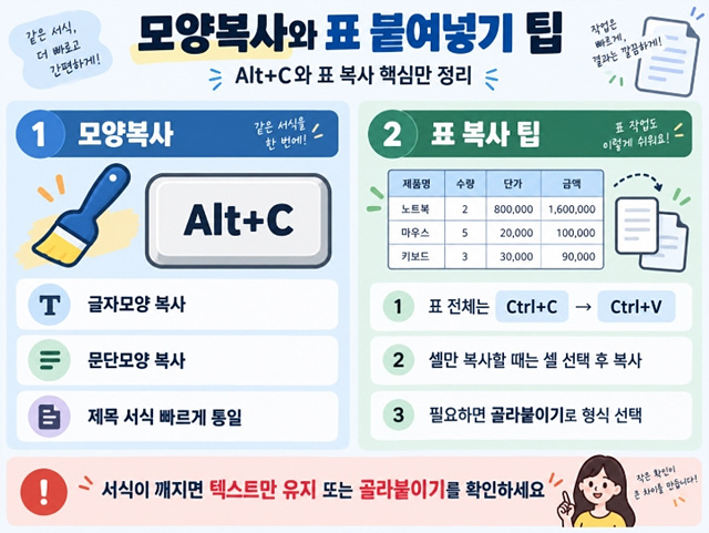 한글 복사&middot;붙여넣기 단축키｜골라붙이기&middot;모양복사까지 총정리