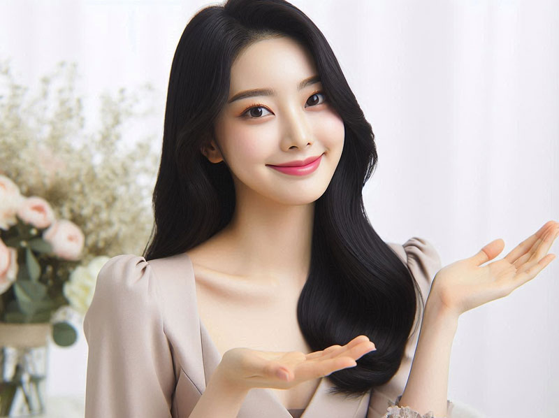 친절하게 안내하는 여성 이미지