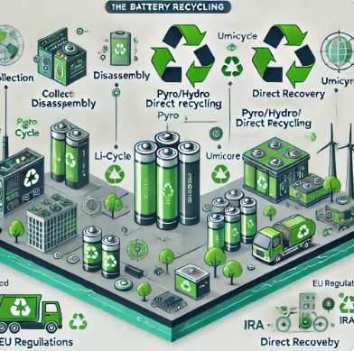 배터리 리사이클링 산업 구조와 기술 인포그래픽 이미지
