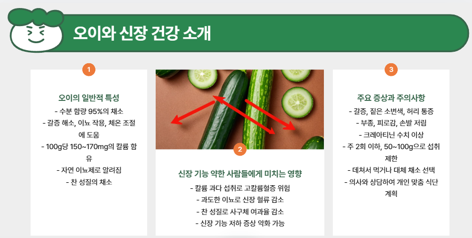 오이와 신장 건강 소개