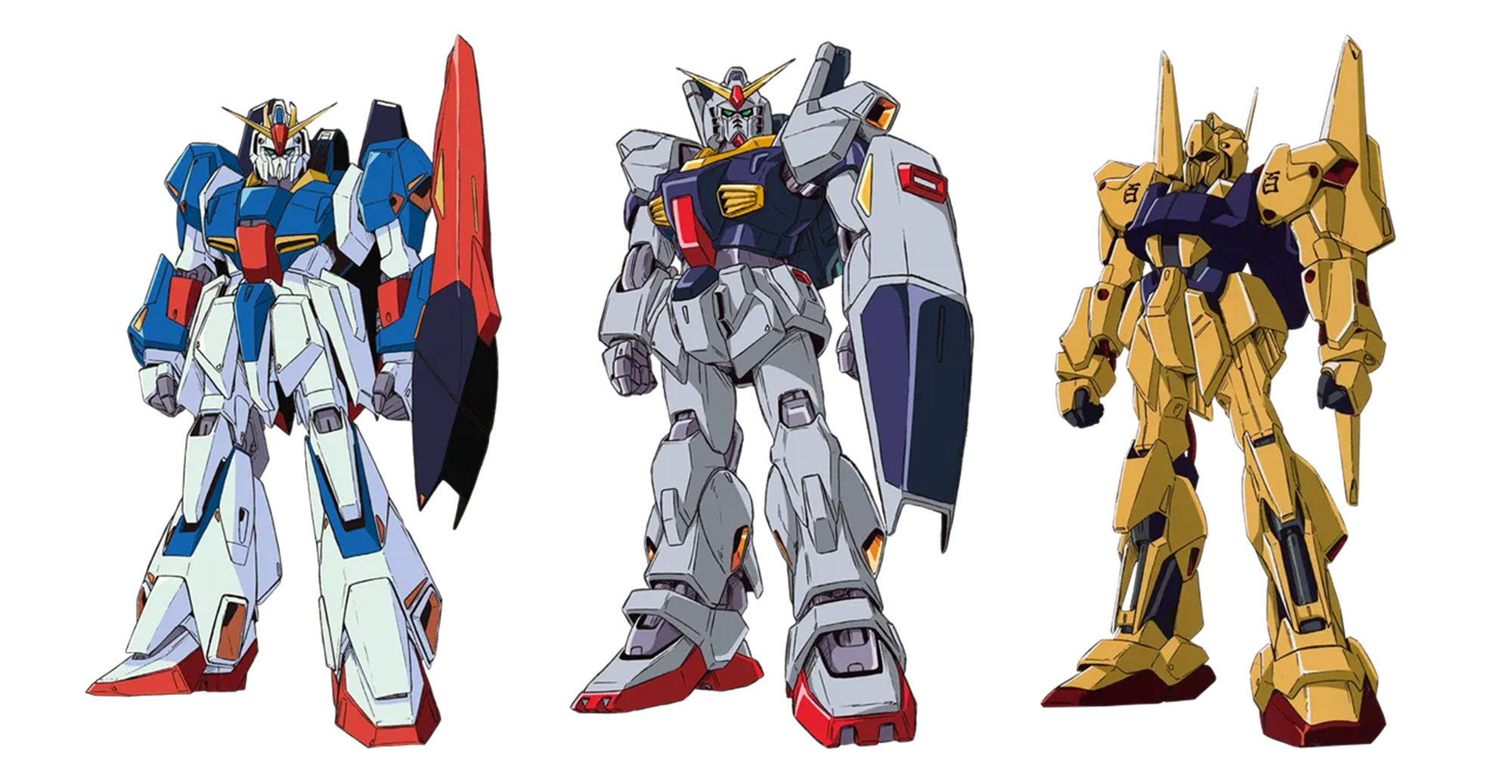 기동전사 Z건담 에우고의 주인공 기체들 제타건담, 건담 마크2, 백식 각 전면 사진입니다.