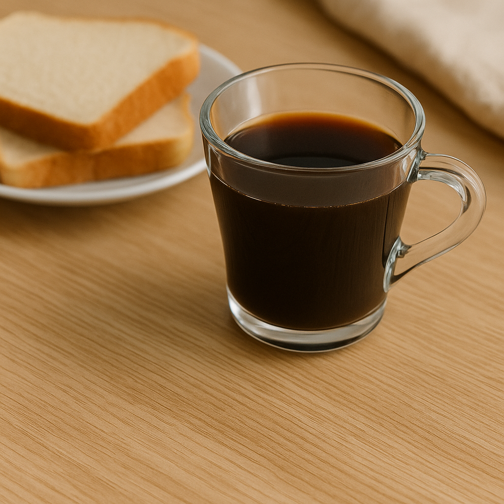 창가 햇살 아래 놓인 커피잔, 공복 커피의 건강 영향에 대해 생각하게 만드는 장면