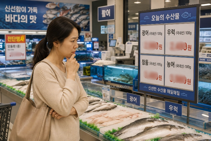 장바구니 물가 고민하는 사람