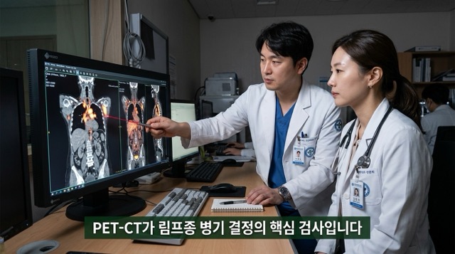 림프종 PET-CT 림프절 생검 골수검사 진단 과정 이미지
