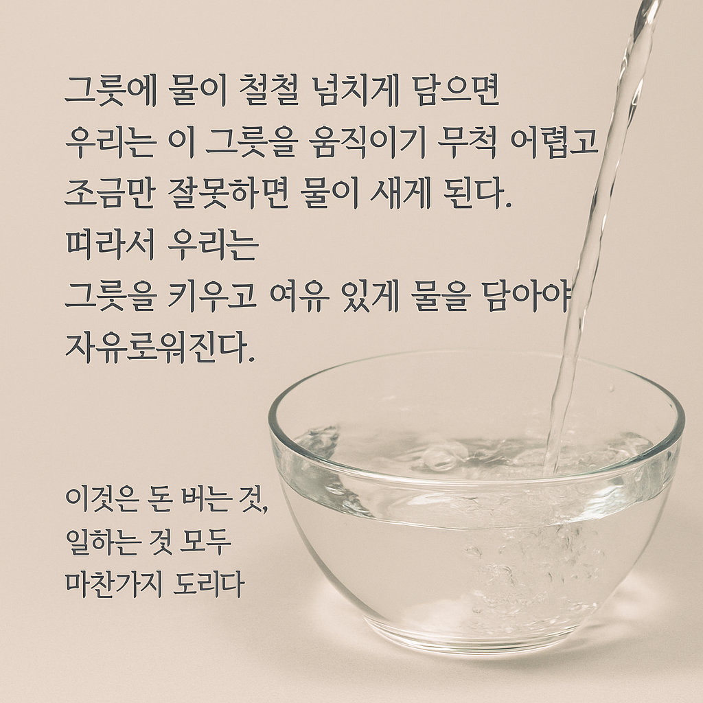 그릇은 키우는 것이지 채우는 것이 아니다