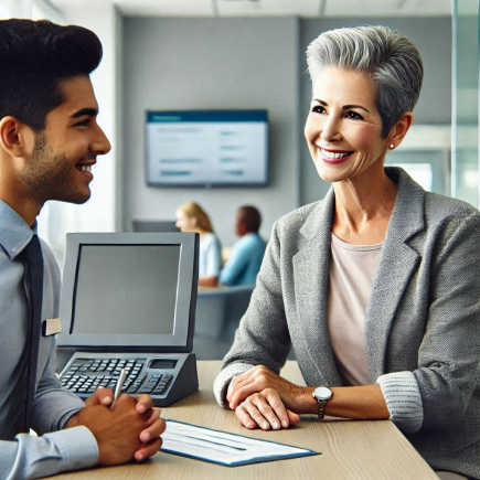 우정사업본부에서 업무보고 있는 60대 여성