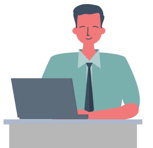 사무실에서 컴퓨터 작업하는 청년모습