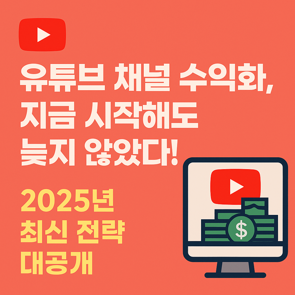 유튜브 채널 수익화 지금 시작하자