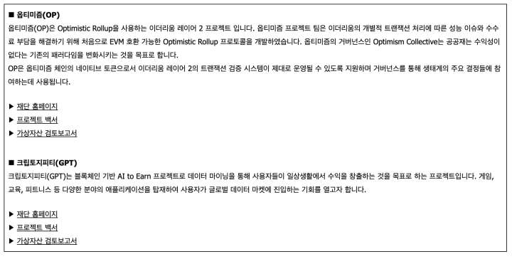 옵티미즘, 크립토지피티 빗썸 상장