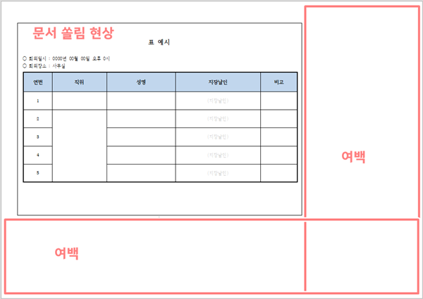 한글 문서 인쇄 쏠림 현상1