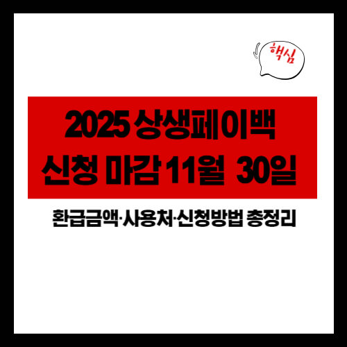 2025 상생페이백 신청 마감 11월 30일｜환급금액&middot;사용처&middot;신청방법 총정리