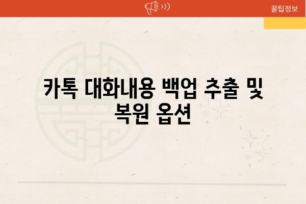 카톡 대화내용 백업 추출 및 복원 옵션