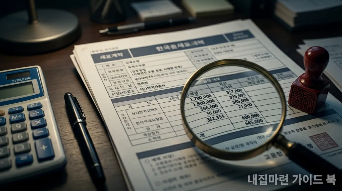 복잡한 양도세 서류를 들여다보는 모습