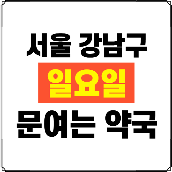 서울 강남구 일요일 약국 ❘ 24시 휴일 주말 문여는 비상 당직 약국