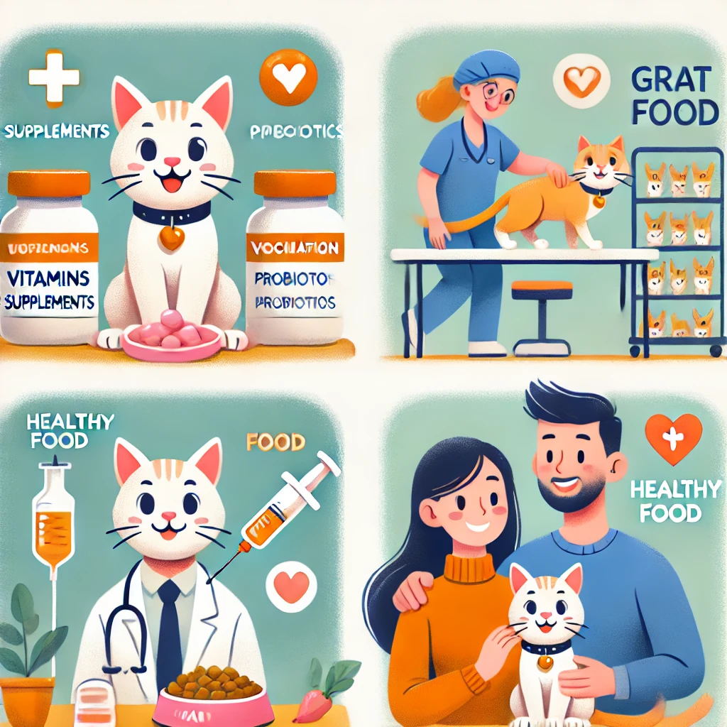 반려묘 영양제, 예방접종, 건강식 정보 관련 이미지