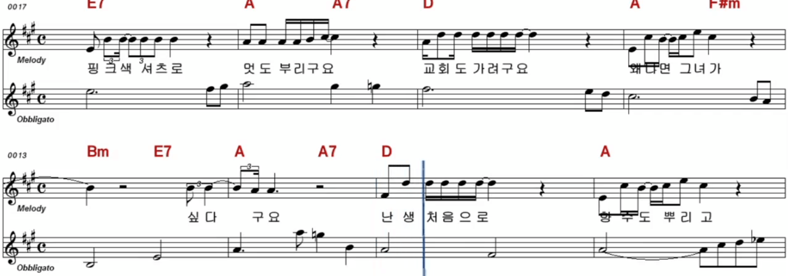 나훈아 내게 애인이 생겼어요 악보