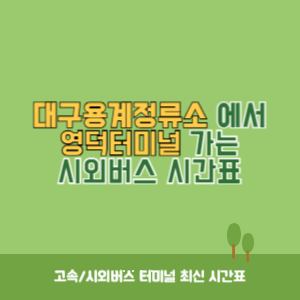 대구용계정류소에서 영덕터미널 가는 시외버스 시간표 최신정보