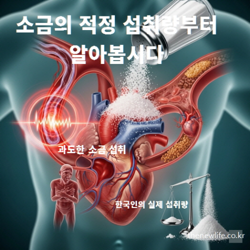 소금의 하루 권장 섭취량과 한국인의 평균 섭취량 비교 이미지
