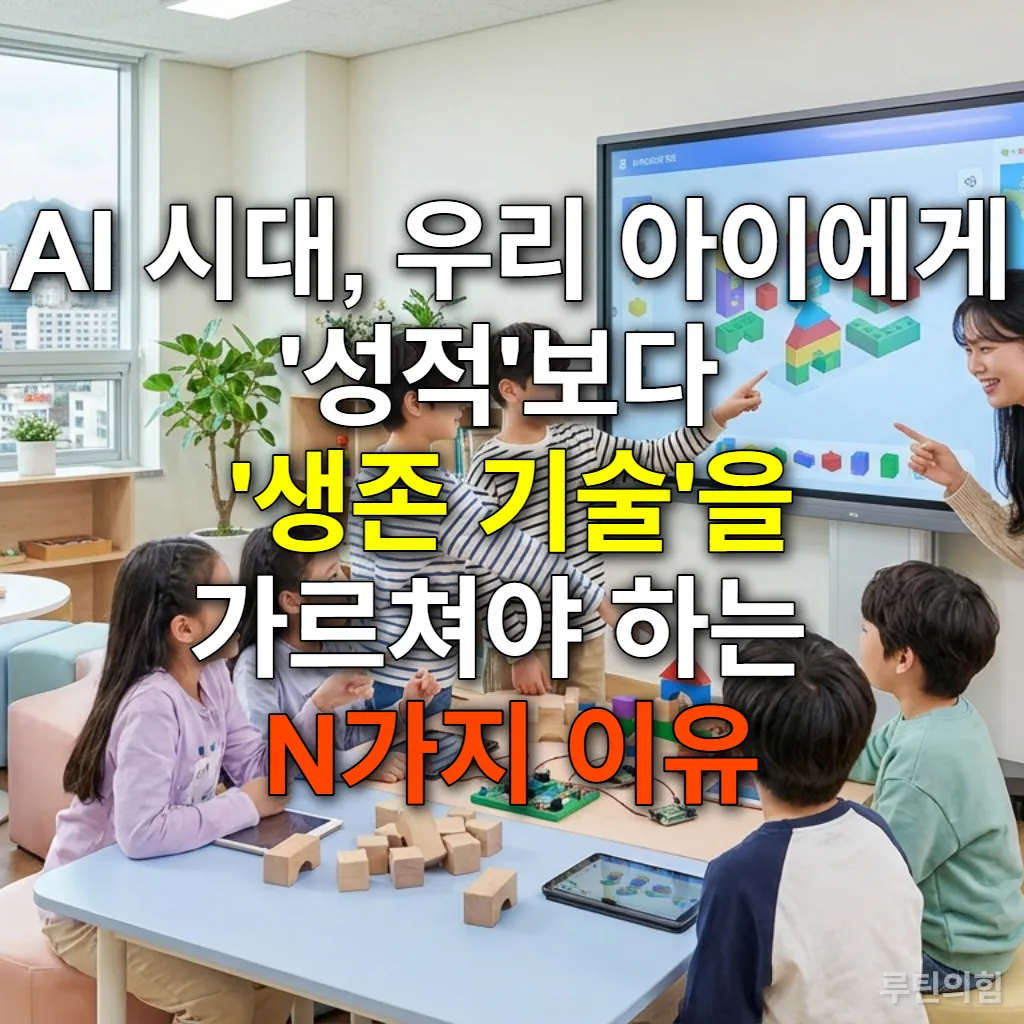 AI 시대에 아이들이 협력하여 문제를 해결하는 한국의 미래형 교실 모습