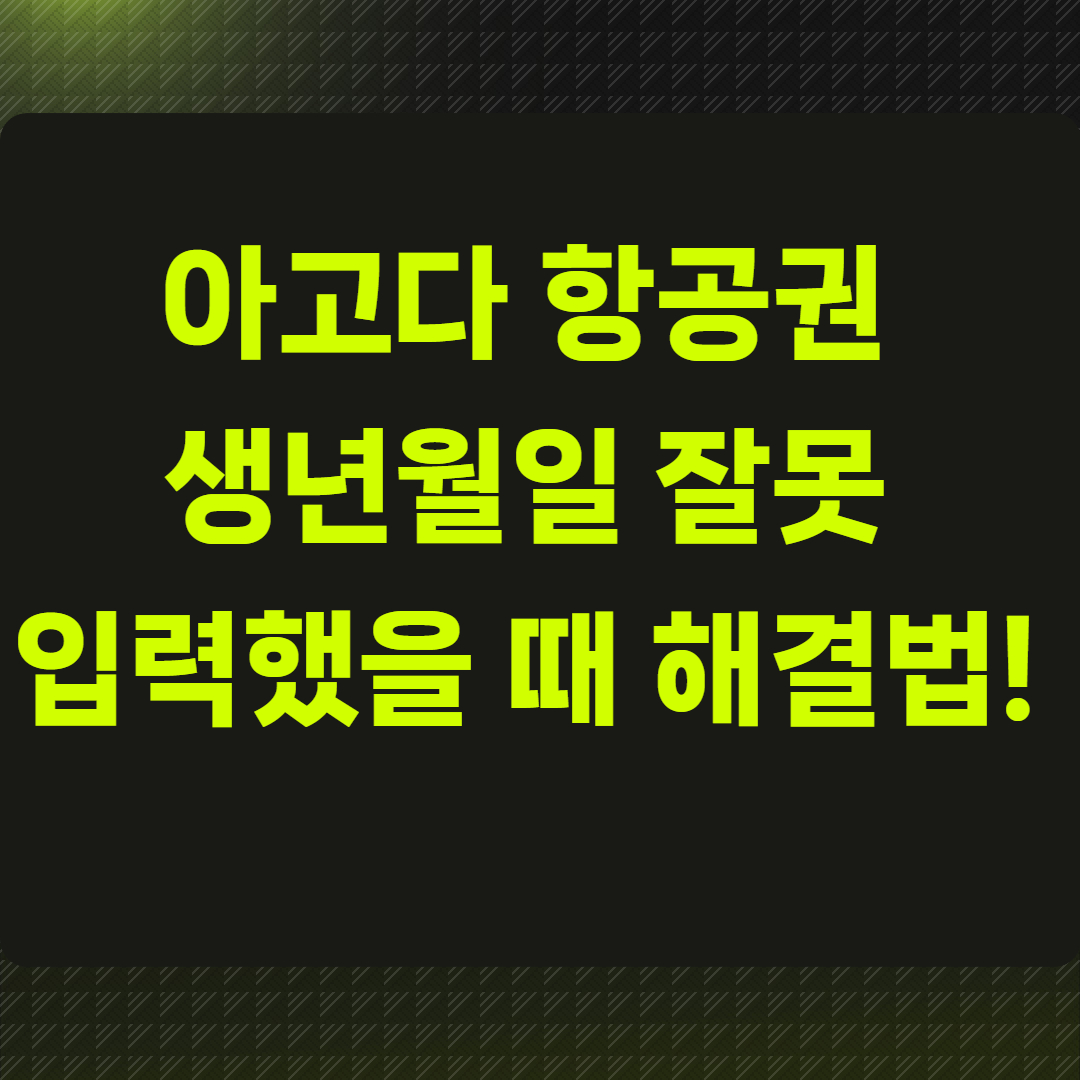 아고다 항공권 생년월일 잘못 입력했을 때 해결법