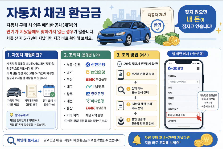 자동차 채권 환급금 조회 신한은행 농협 만기 채권 돌려받는 방법 정리