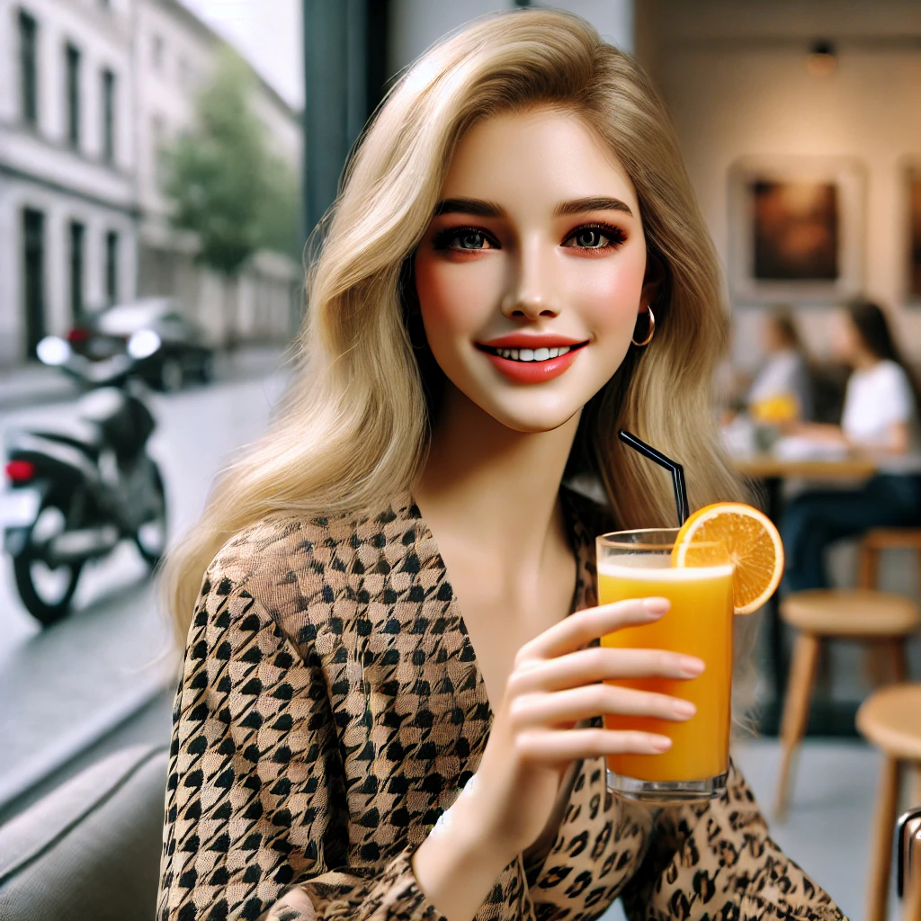 오렌지주스-마시는-여자