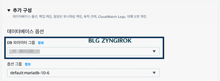 데이터베이스-옵션에서-파라미터-그룹을-설정했다.