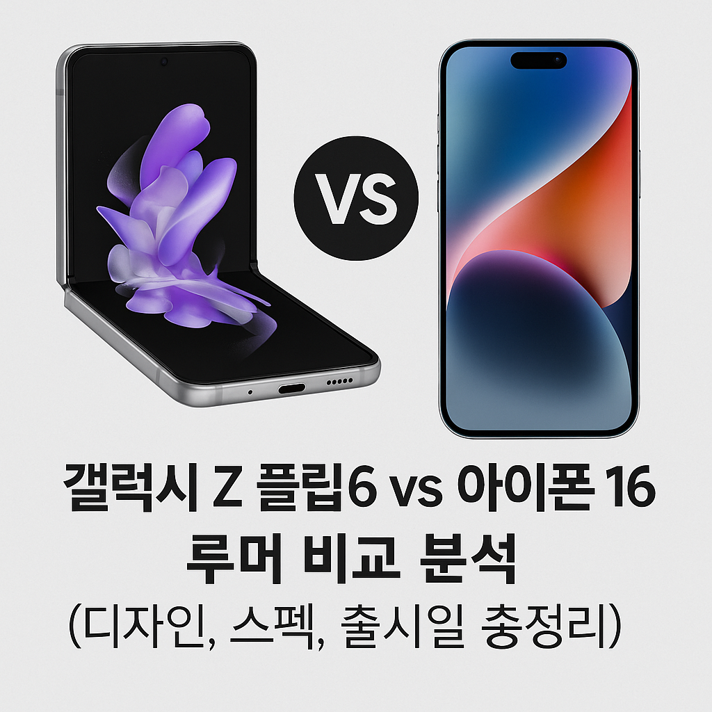 갤럭시 Z 플립6 vs 아이폰 16 루머 비교 분석 (디자인, 스펙, 출시일 총정리)