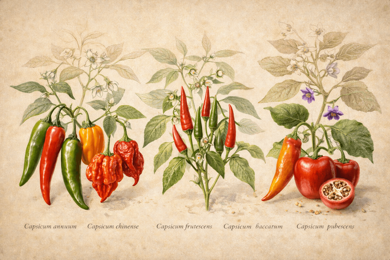 Capsicum 5대 종과 품종별 매운맛 차이