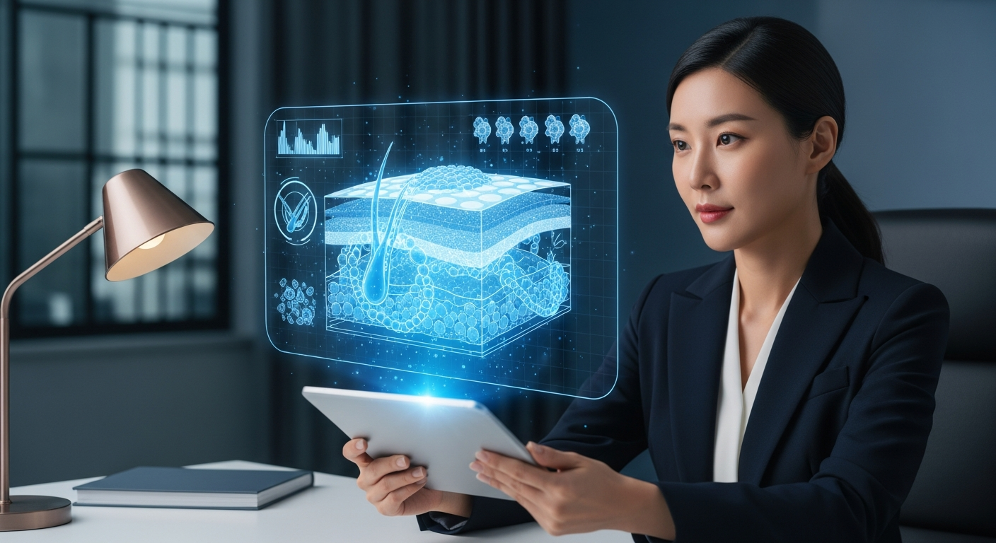 2025년 최신 연구로 입증된 바쿠치올의 피부 장벽 강화와 콜라겐 생성 원리를 설명하는 피부 단면도