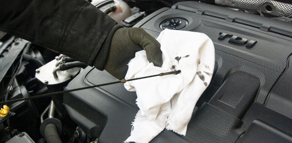 오일을 점검하는 모습